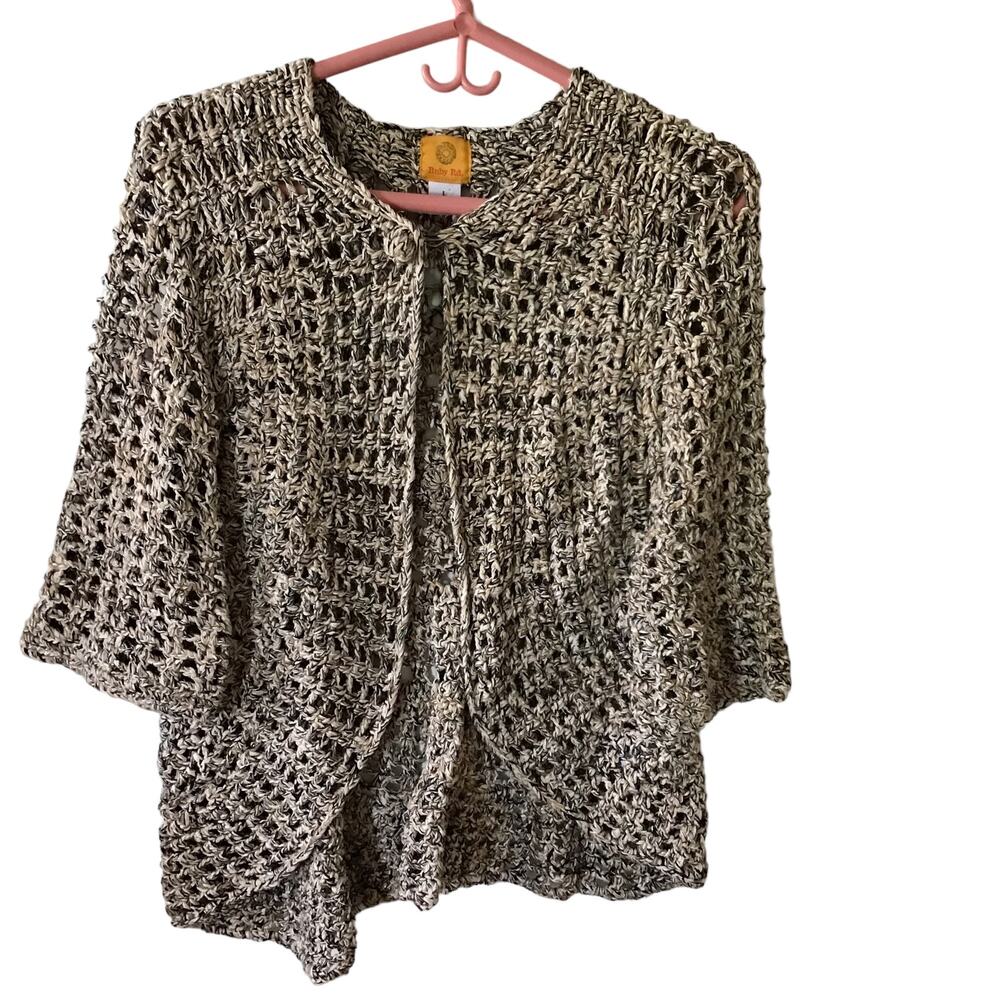Ruby Rd Sparkle Knit Crocheted Heavy Sweater Size L